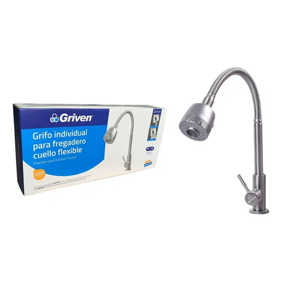 Llave Griferia Fregadero Monomando Flexible Inox Griven