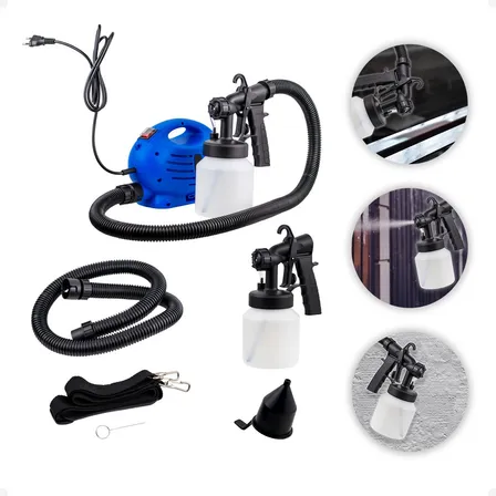 Pistola De Pintura Com Mini Compressor 650w 220v Portatil Azul 220v
