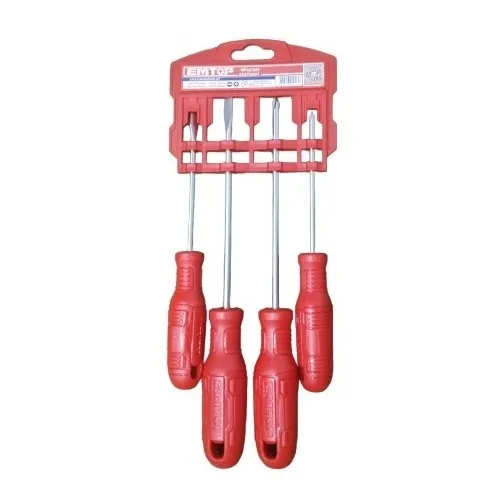 Set De Destonilladores 4 Piezas Mango Rojo Emtop 