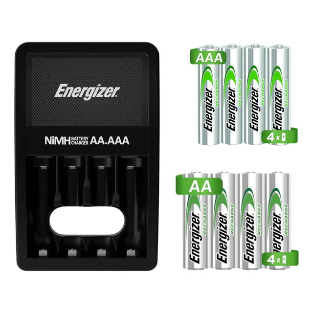Cargador Pilas Baterías Energizer + 4 Pilas Aa + 4 Pilas Aaa
