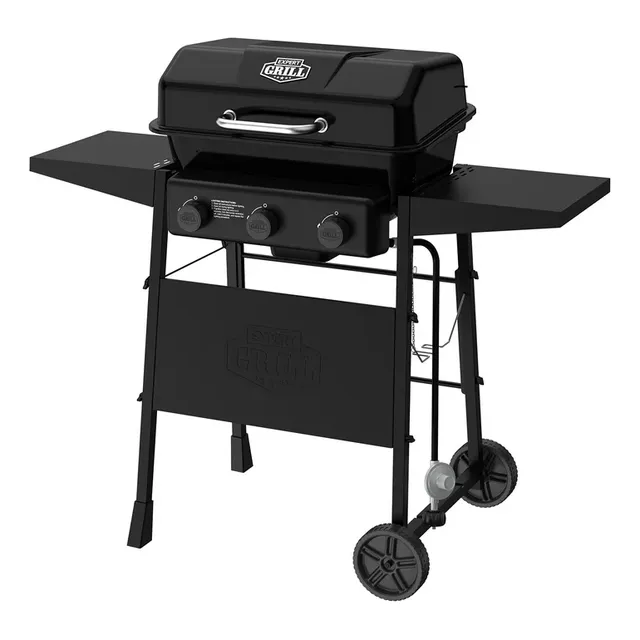 Asador De Gas Expert Grill 3 Burner Capacidad 15 Hamburgues Color Negro