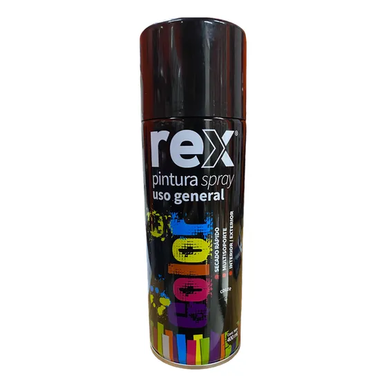Spray Lata Negro Brillante Rex Uso General 400 Ml X Unidad
