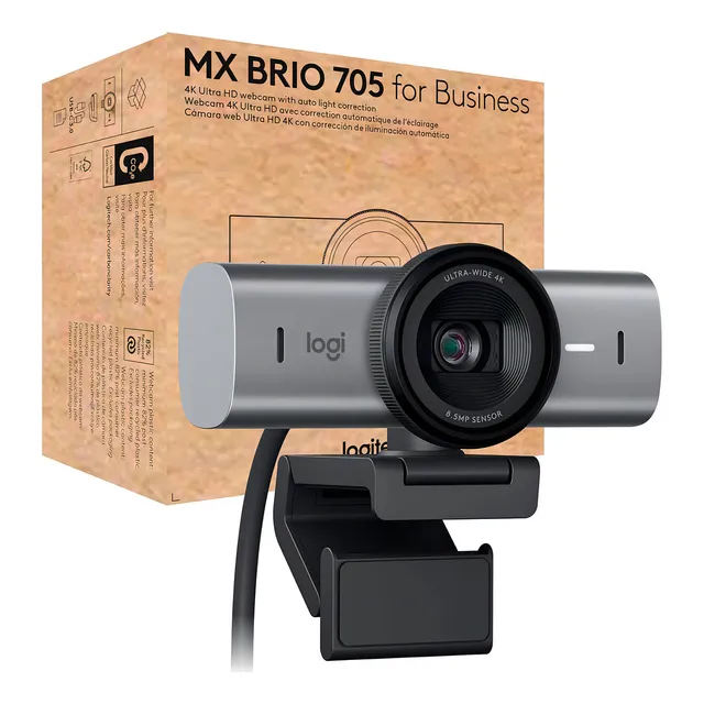 Camara Web Logitech Mx Brio 705 Empresarial 4k 60fps Usb C Color Grafito