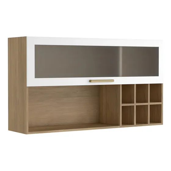 Mueble Superior De Cocina 120 Cm En Mdp Blanco Con Marron