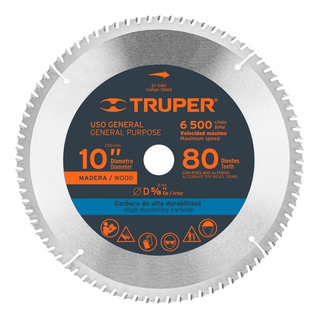 Disco Truper St-1080 10 Carburo Tungsteno 80 Dientes. Disco Truper St-1080 10 Carburo Tungsteno 80 Dientes.