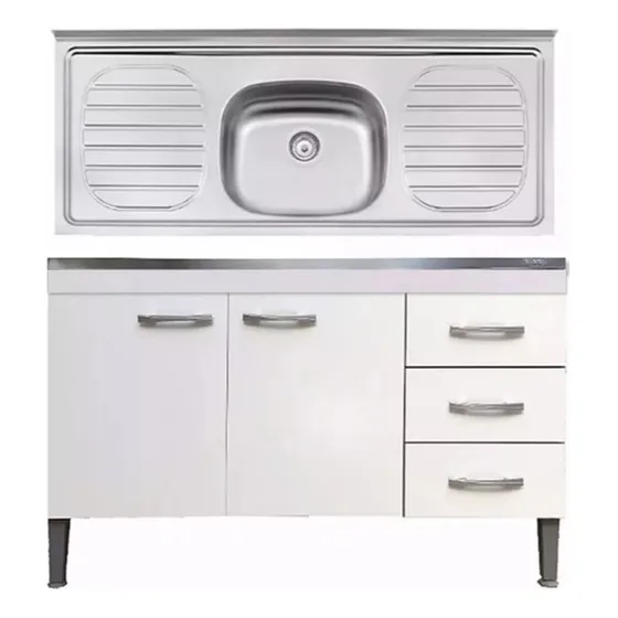 Combo Bajo Mesada + Pileta De Acero Inoxidable - Muebles Web