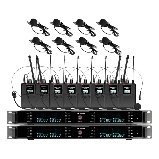 Microfono Gc Gc08t Inalambrico 8 Canales Solapa Y Cintillo