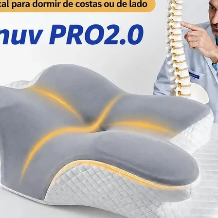 Travesseiro Cervical Abranuv Ergonômico Espuma Visco Dormir Branco