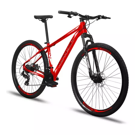 Mountain bike Alfameq Makan aro 29 19" 24v freios de disco mecânico câmbios Index cor vermelho