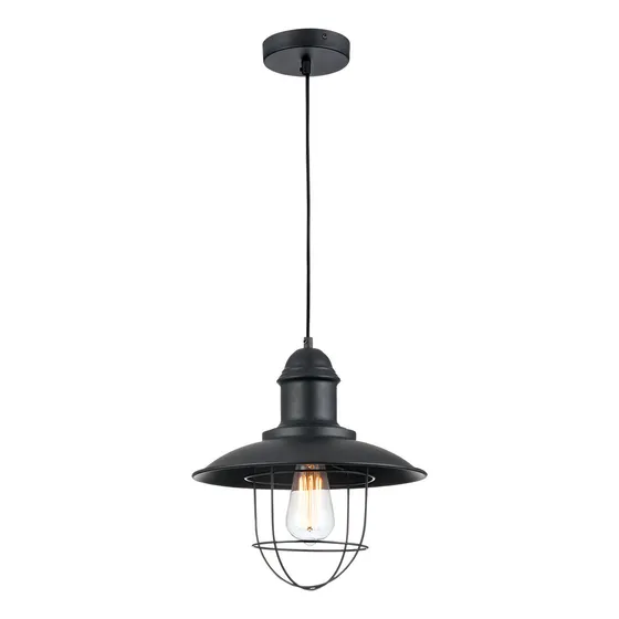 Luminario De Techo Suspendido Interior Acero E27 31cm Calux Color Negro Mate