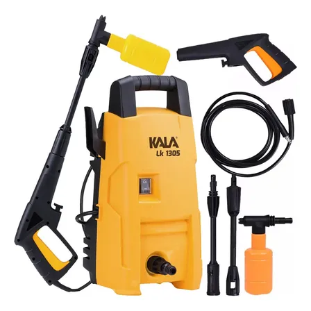 Lavadora Alta Pressão Kala Lava Rápido 1200w Kit Shampoo Amarelo E Preto 220v