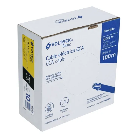 Cable Eléctrico Cal 10 Alucobre 100 M Negro Volteck CCA-10N