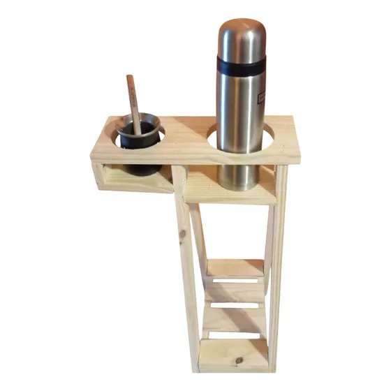 Mesa Mesita Matera De Madera Plegable Con Estante De Pino Marrón Claro
