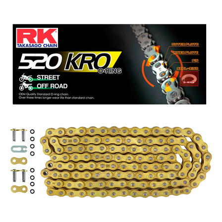 Cadena Moto Rk 520 X 118 Kro Con Oring Gold Dorada Cadena Moto Rk 520 X 118 Kro Con Oring Gold Dorada