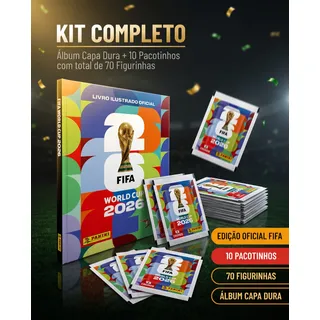 Kit 70 Figurinhas + Álbum Copa Do Mundo Fifa 2026 Panini Capa Dura C/ 10 Envelopes