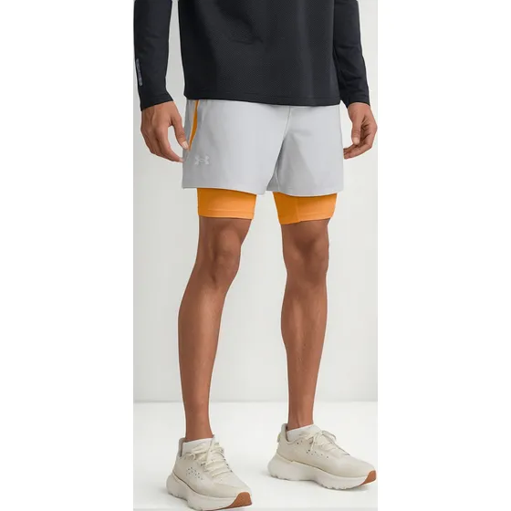 Under Armour Pantaloneta Launch 2 In 1 Hombre Gris