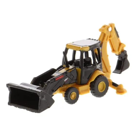 Micro Escala Maquina Cat Retroexcavadora 420e Backhoe Color Amarillo