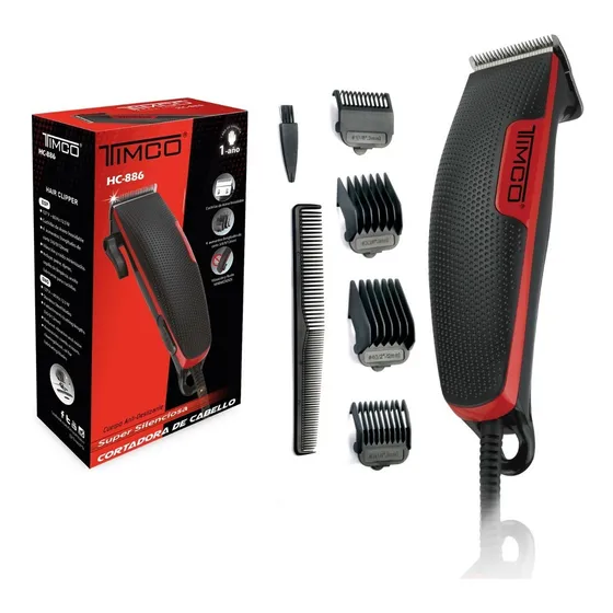 Máquina Para Corte Cabello Timco De Uso Domestico Con Peine 886 Color Negro/rojo
