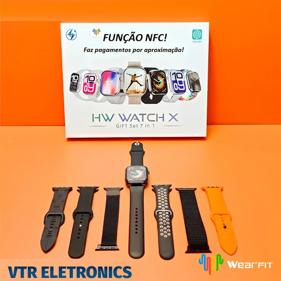 Smartwatch Masculino Smartwatch 7 Pulseiras Com Pagamento Por Aproximação Função Nfc Mede Batimentos Mede Pressão Relogio Inteligente Mede O Sono Tira Foto Atende Ligações Recebe Notificações