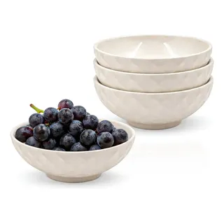 Casa Fayda Conjunto 4 Bowl Cumbuca Cerâmica 495ml Cozinha Servir Branco CremePor