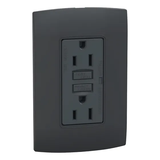 Kit De 15 Placas Con Contacto Dúplex Gfci Marisio, Negro