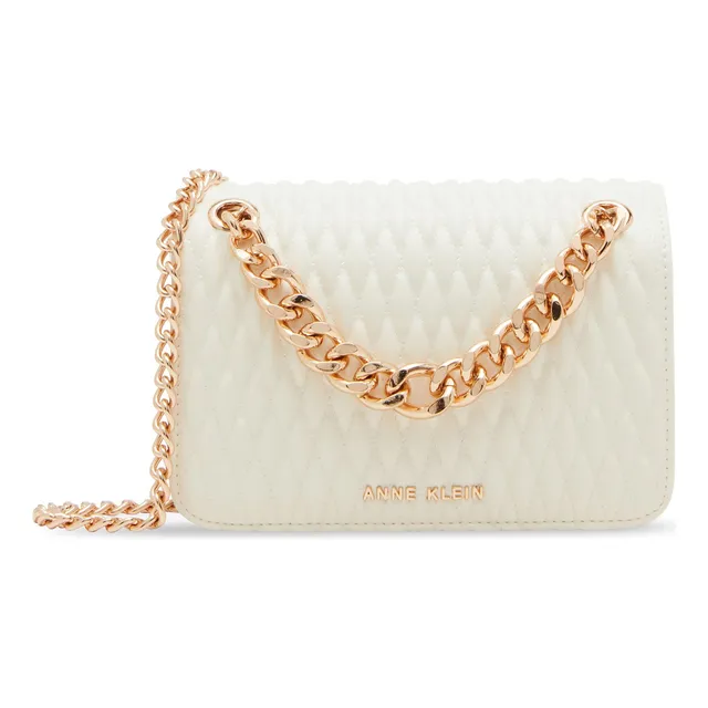 Anne Klein Ruched Flap Crossbody With Oversized Chain Swag