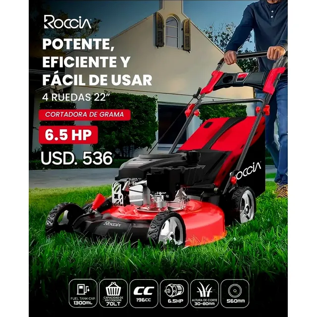 Cortacespedes A Gasolina | 4 Ruedas - Roccia De 4hp Y 6hp