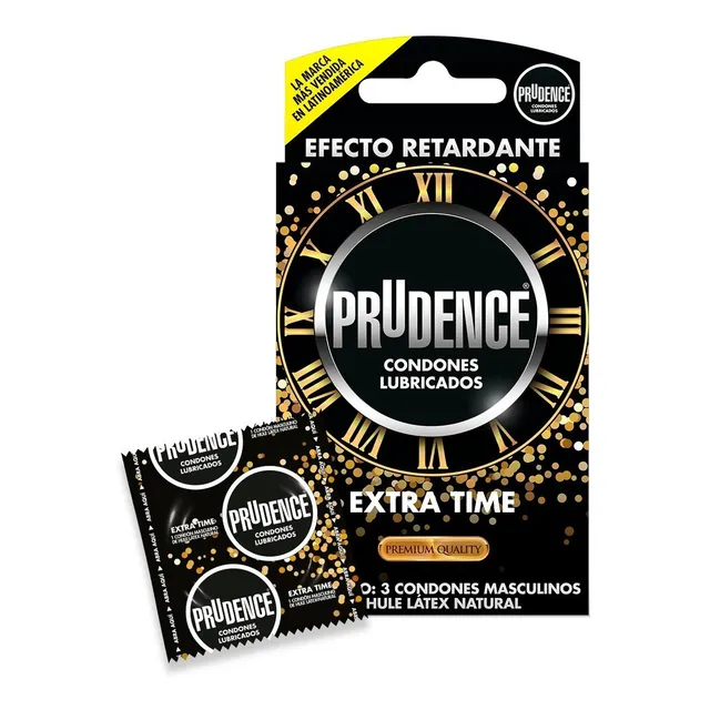 3 Condones de Látex Prudence Extra Time con retardante