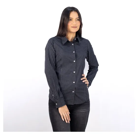 Camisa Negra Manga Larga De Rayas / Dama