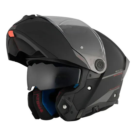 Capacete Mt Helmets Escamoteável Atom 2 Preto Fosco Com Óculos Tamanho 62