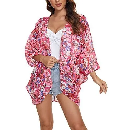 Olrain Mujer Estampado Floral Vajilla Chiffon Suelto Hf83k