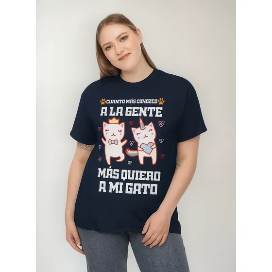 Remera Azul Marino Para Amantes De Los Gatos