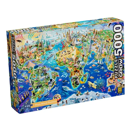 Quebra-cabeça 5000 Peças Mapa-Múndi Turístico Grow