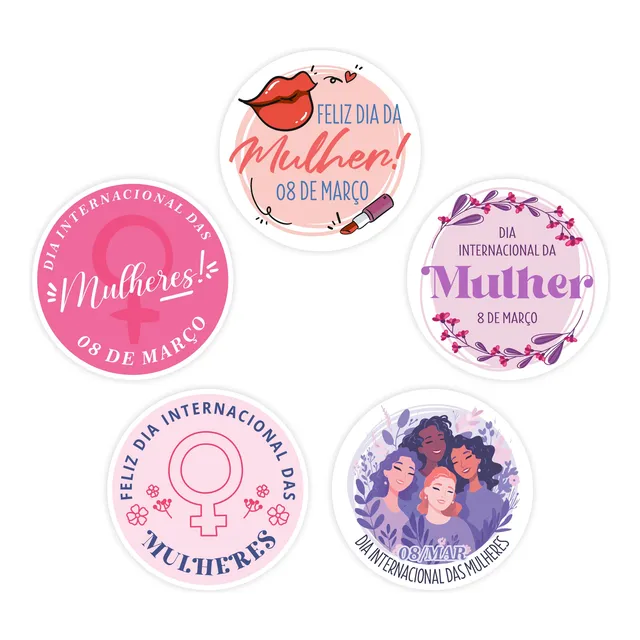 Lindos Adesivos Dia Internacional Das Mulheres 50uni 4cm