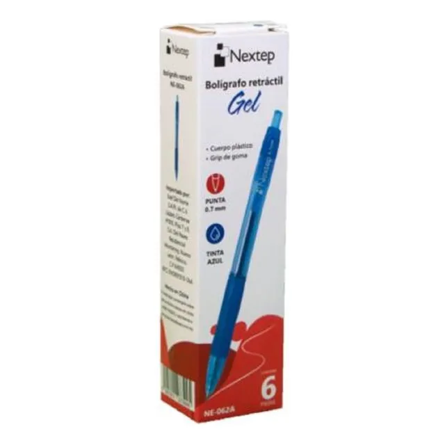 Boligrafo Gel Retractil Nextep Punta Fina .7 Mm Caja C/6 Color de la tinta Azul Color del exterior Color