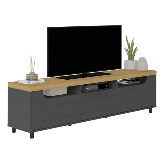 Mueble Para Tv 75 En Mpd 200cm Roble Y Grafito Color Gris oscuro