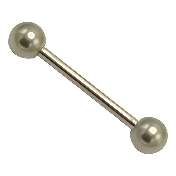Piercing Lengua Pezon Titanio Astm F136 Barra 14g Plateado