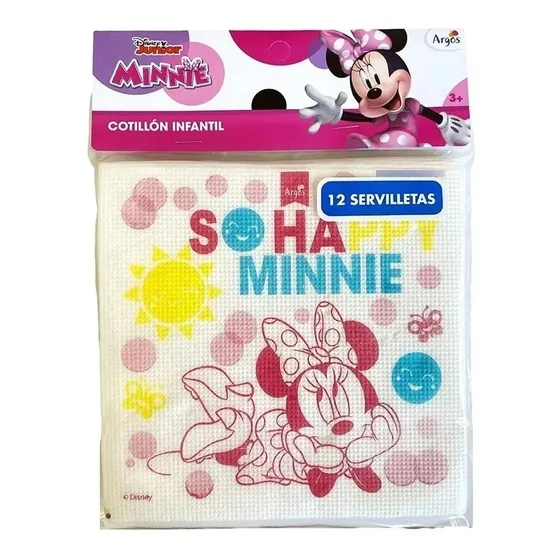 Servilletas De Papel Minnie Pop 12pcs Para Cumpleaños Argos Blanco