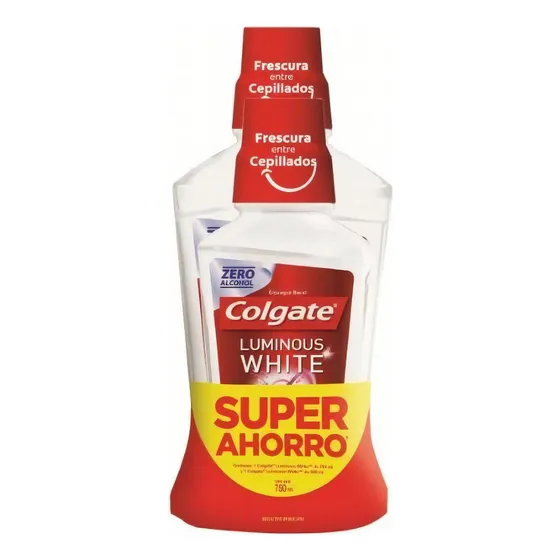 Enjuague Bucal Colgate Plax Luminous White 500 Ml + 250ml
