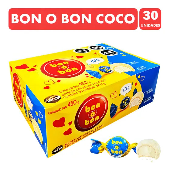 Bombones Bon O Bon Sabor Coco (caja Con 30 Unidades)