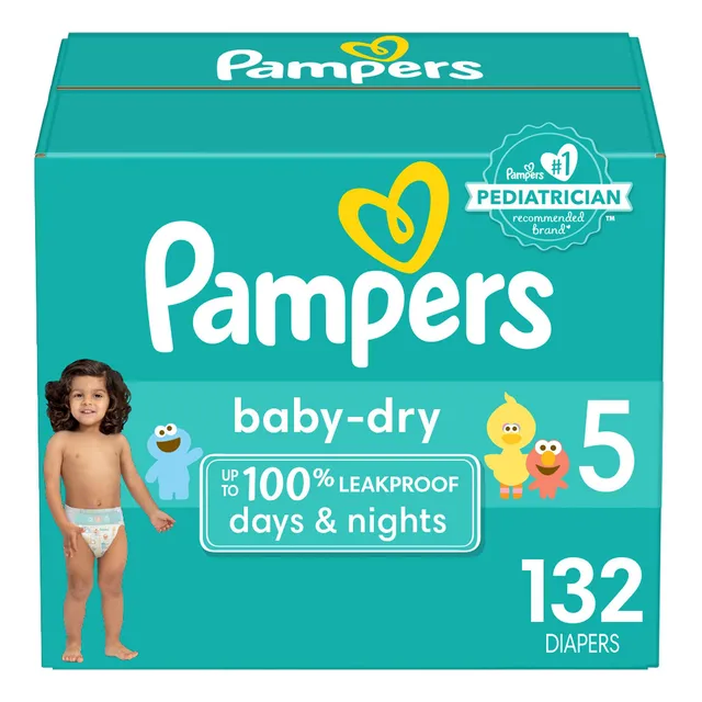 Pañales Tamaño 5, 132 Unidades, Pañales Desechables Pampers Baby Dry Para Bebés, Paquete Enorme