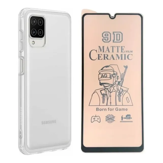 Estuche Rígido Transparente + Vidrio Cerámica Para Samsung