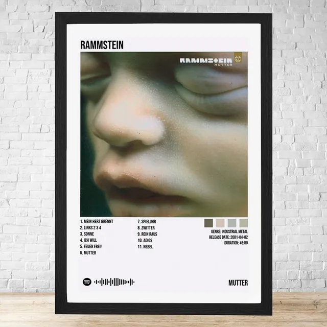 Cuadro Rammstein Mutter 30x40 Con Vidrio Y Marco Madera C786