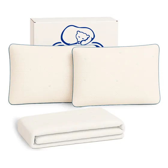 Set De Descanso Protector Freeze + 2 Almohadas Estandar. Blanco Liso Matrimonial