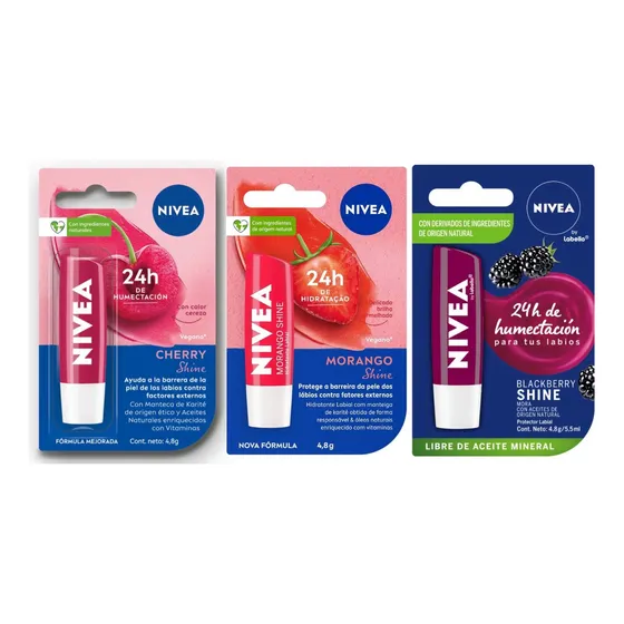 Labiales Protectores Nívea Pack Con 2 De Fresas Y Pérola.