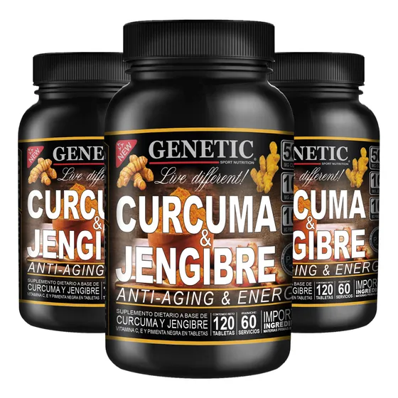 6 Meses Antioxidante Cúrcuma Y Jengibre Vitamina C E Genetic