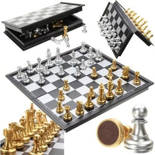 Jogo De Xadrez Magnético Para Viagens Master 25x25cm Jogo De Xadrez Magnético Para Viagens Master 25x25cm