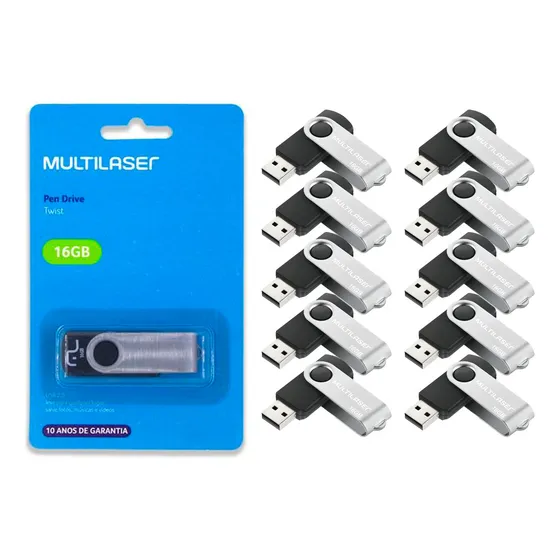 Kit Pendrive 20un 16gb Multilaser Pd588 Usb Original Atacado