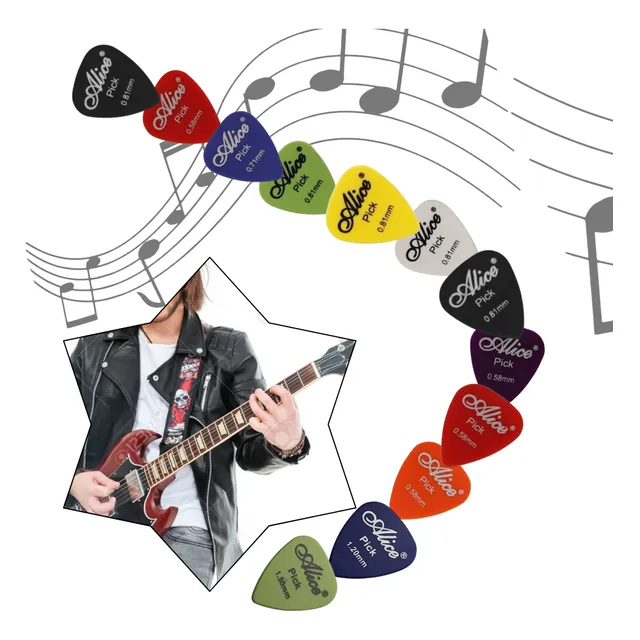Set X 10 Uñas Picks Puas Alice Guitarra Surtido Sin Caja