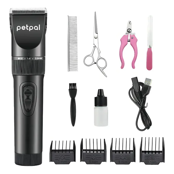 Kit Maquina Corta Pelo Inalambrica Mascota Perro Gato Petpal Color Negro | Cuotas sin interés